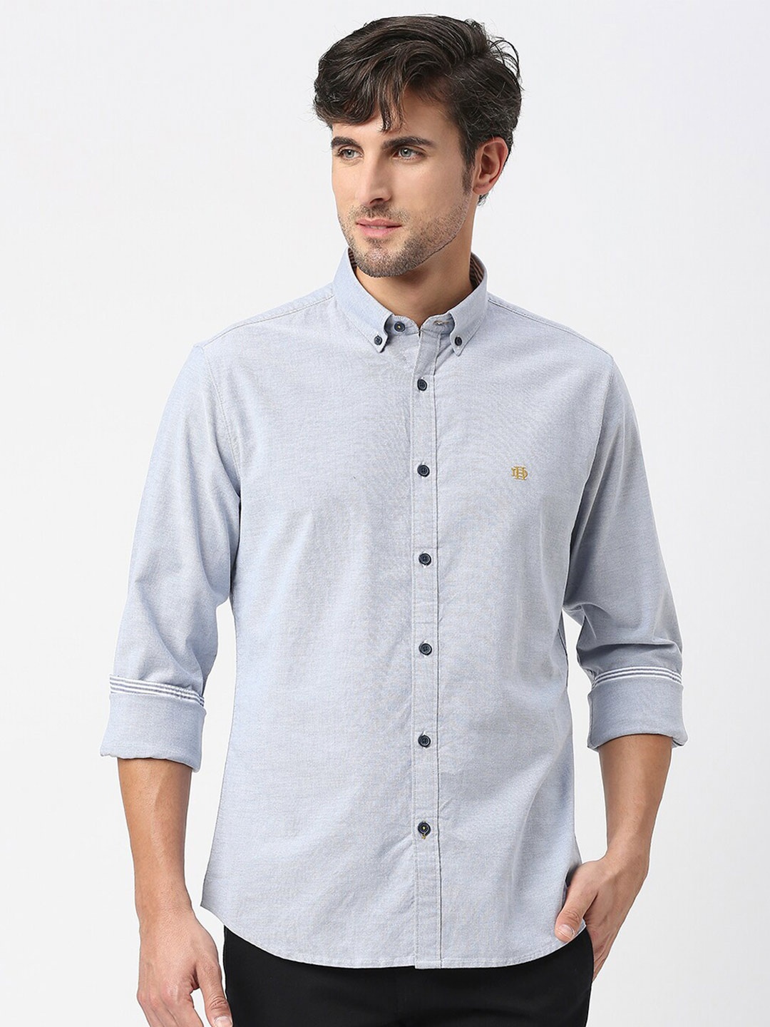 

DRAGON HILL Slim Fit Oxford Casual Cotton Shirt, Blue