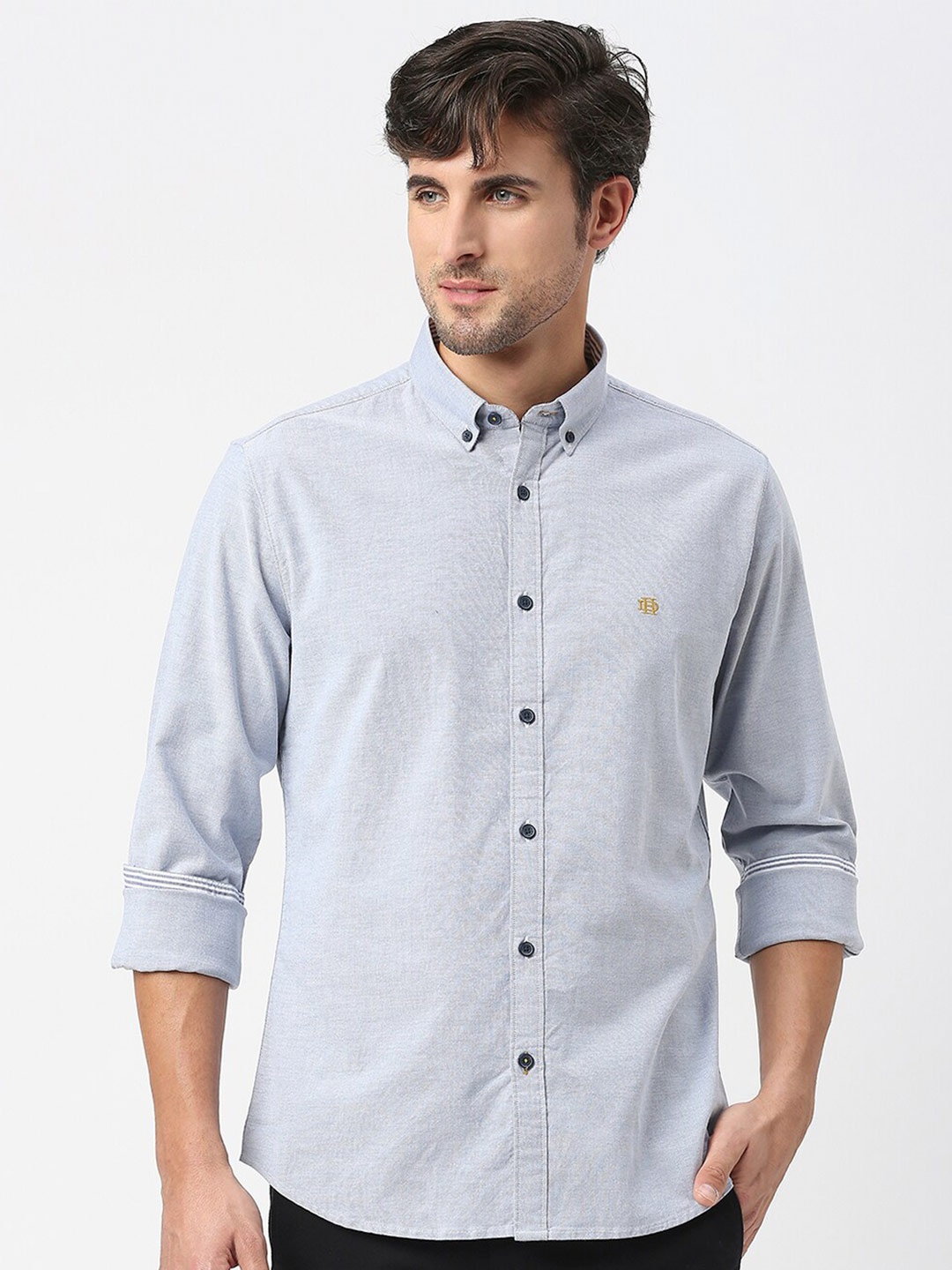 

DRAGON HILL Men Blue Slim Fit Opaque Casual Shirt