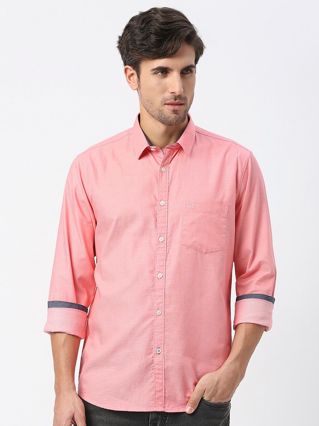

DRAGON HILL Men Pink Slim Fit Opaque Casual Shirt