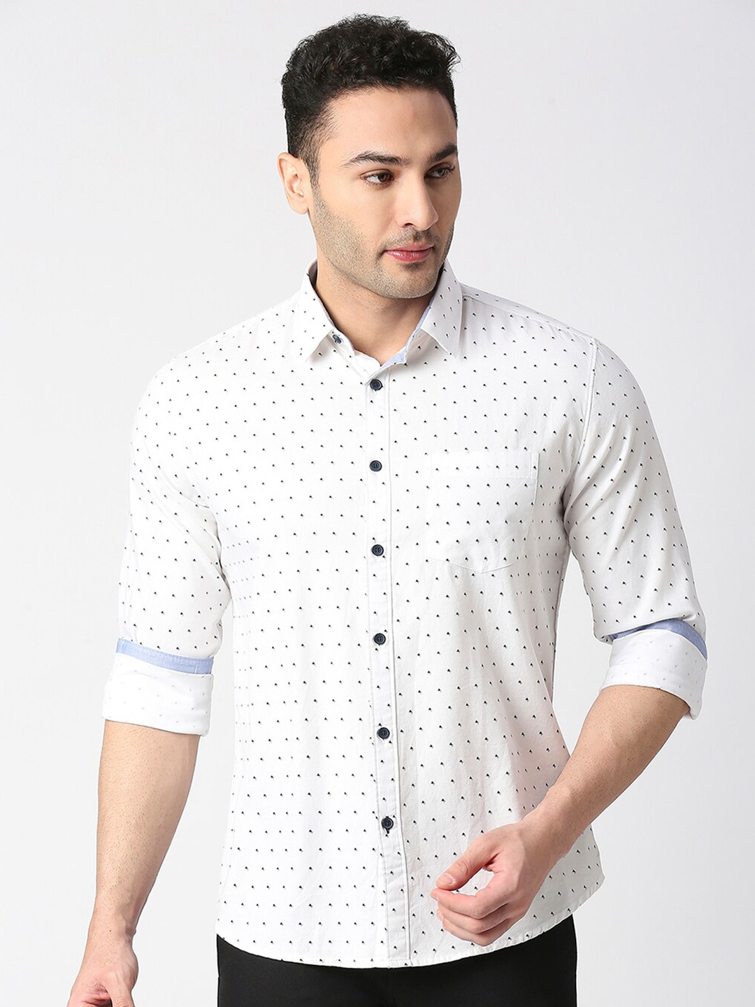 

DRAGON HILL Slim Fit Printed Casual Shirt, White