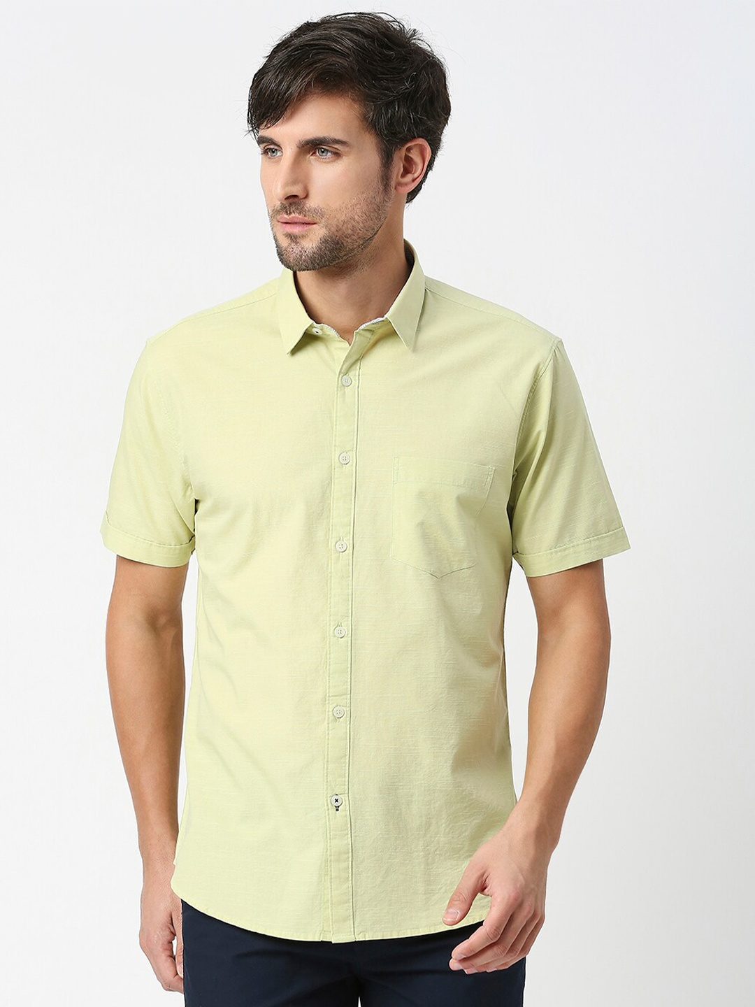 

DRAGON HILL Slim Fit Opaque Casual Shirt, Green