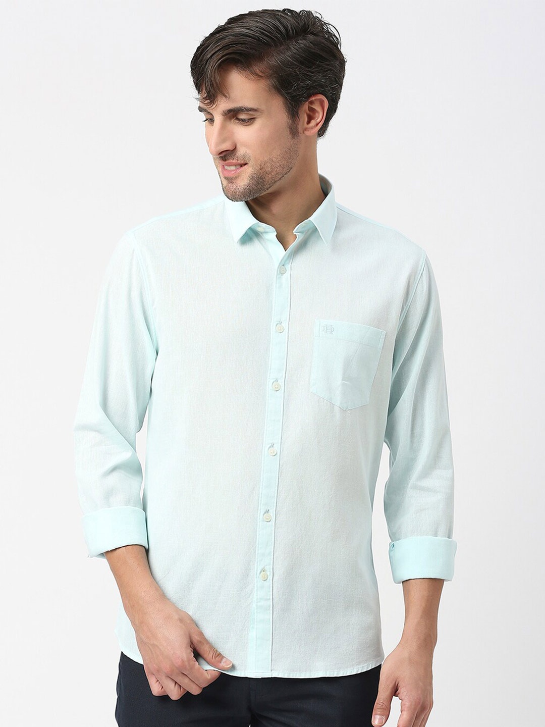 

DRAGON HILL Slim Fit Opaque Cotton Shirt, Blue