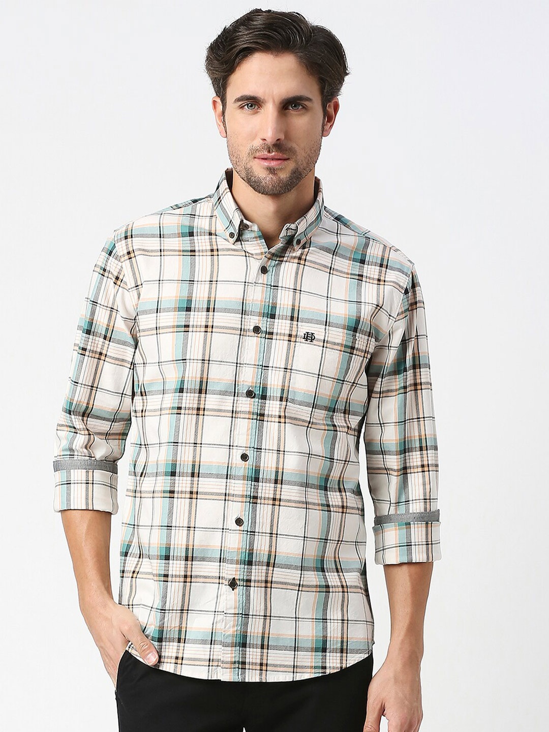 

DRAGON HILL Men Multicoloured Slim Fit Tartan Checks Opaque Checked Casual Shirt, Multi