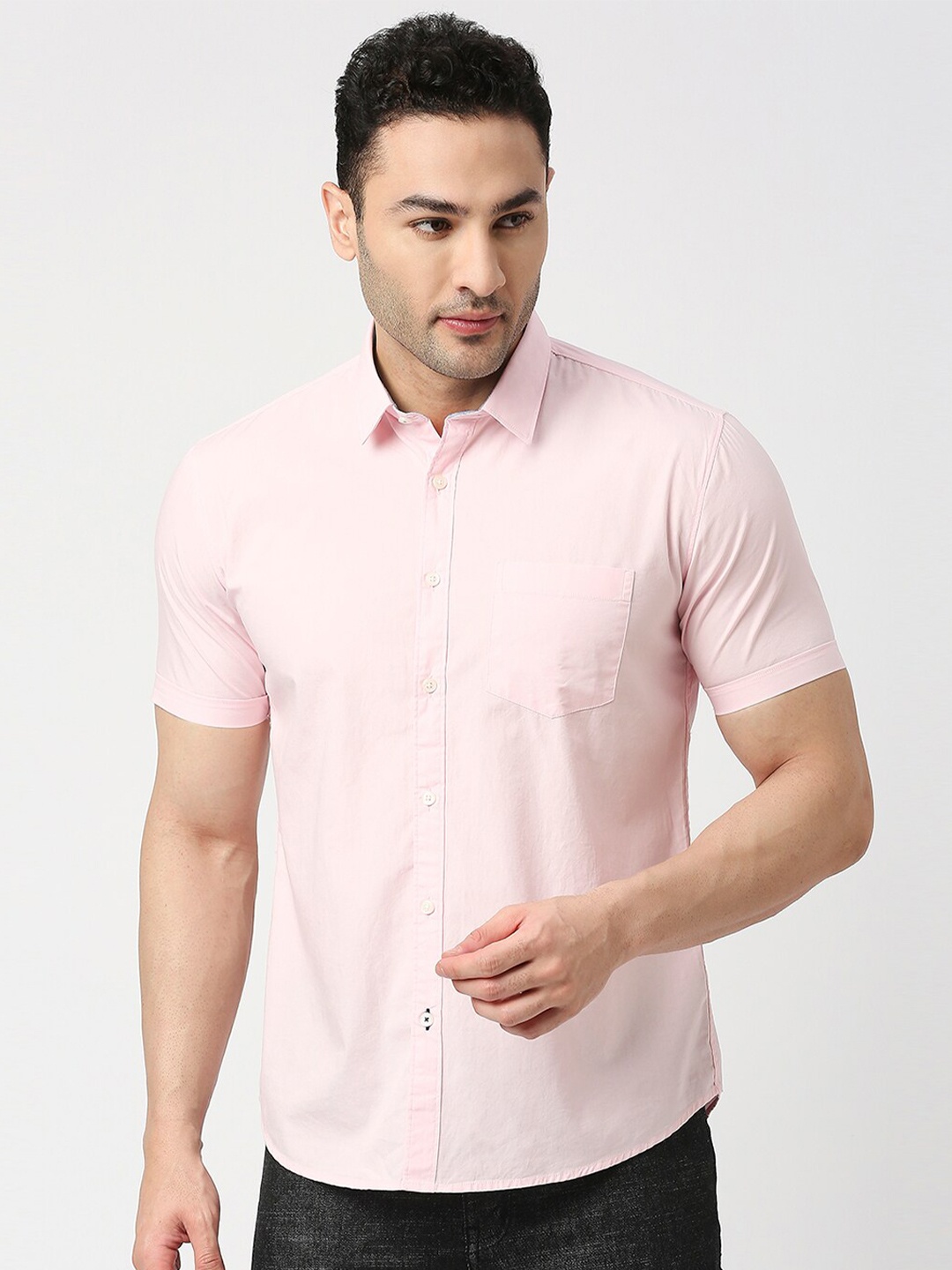 

DRAGON HILL Slim Fit Cotton Casual Shirt, Pink
