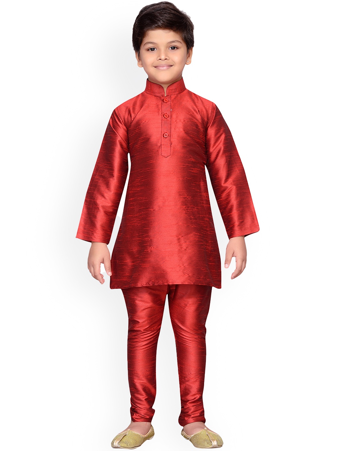 

Aj DEZInES Boys Mandarin Collar Straight Kurta with Churidar, Maroon