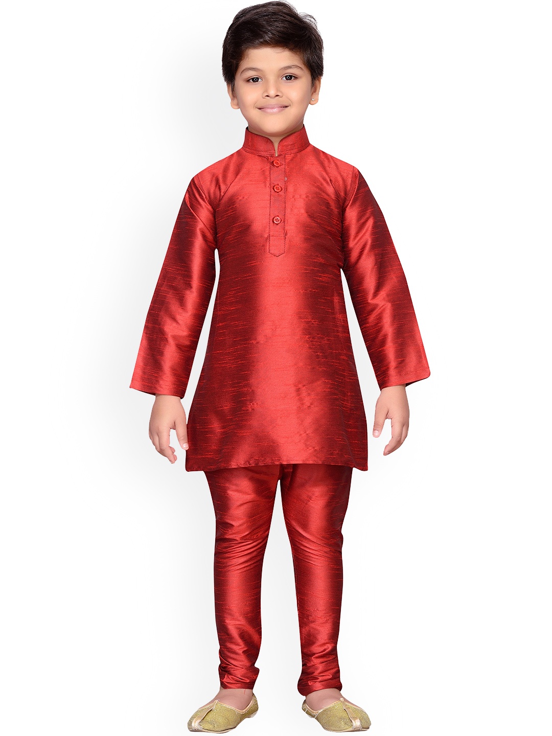 

Aj DEZInES Boys Mandarin Collar Straight Kurta with Churidar, Maroon