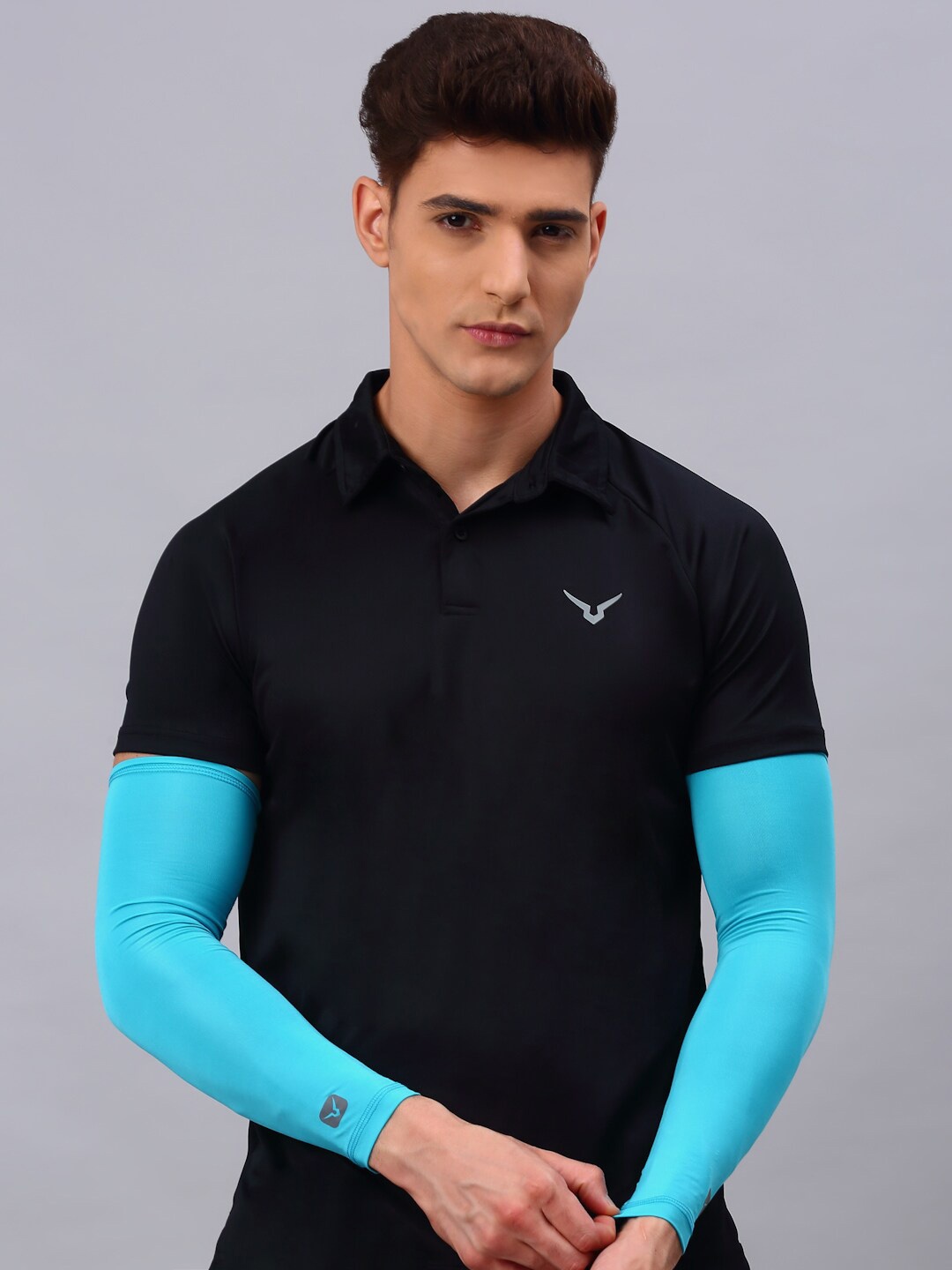 

Invincible Men Tech Arm Protector Sleeves, Turquoise blue