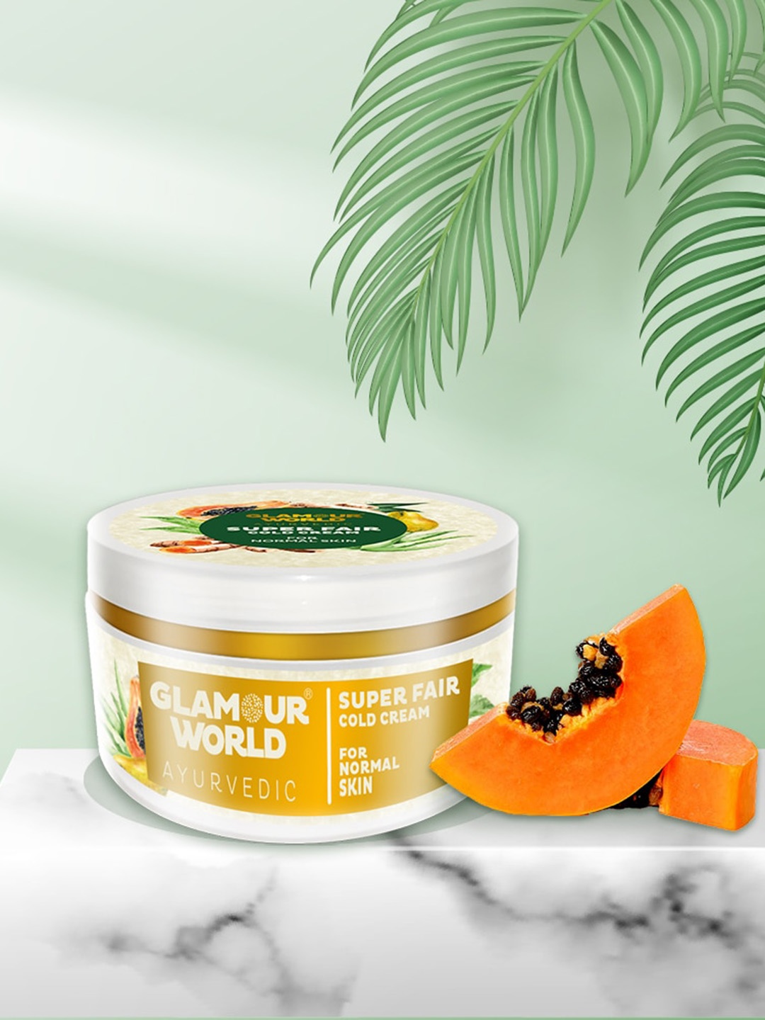 

Glamour World Ayurvedic Super Fair Normal Skin Cold Cream with Papaya & Turmeric - 50 g, White