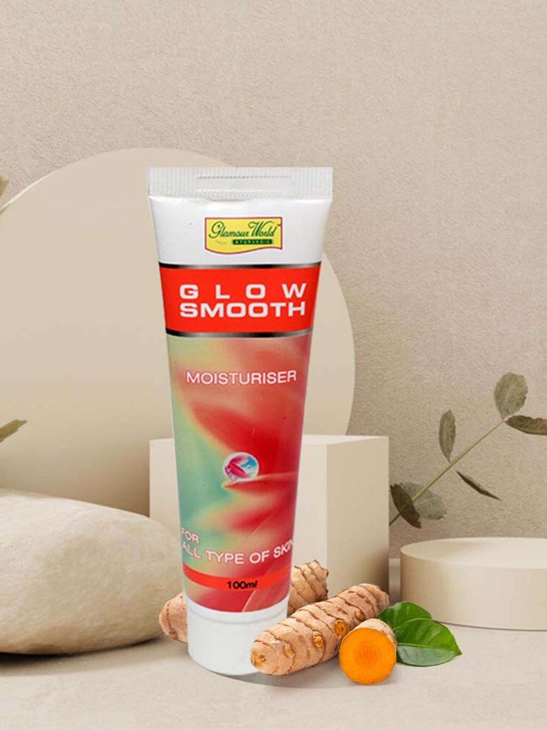 

Glamour World Ayurvedic Glow Smooth Moisturiser with Turmeric - 100 ml, Red