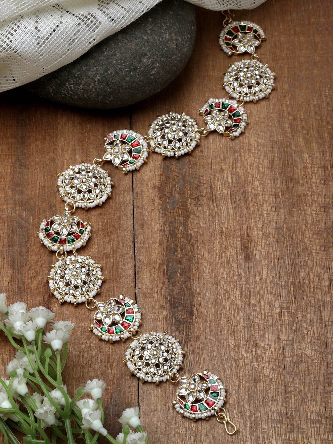 

ZENEME Gold-Plated Kundan-Studded Mathapatti