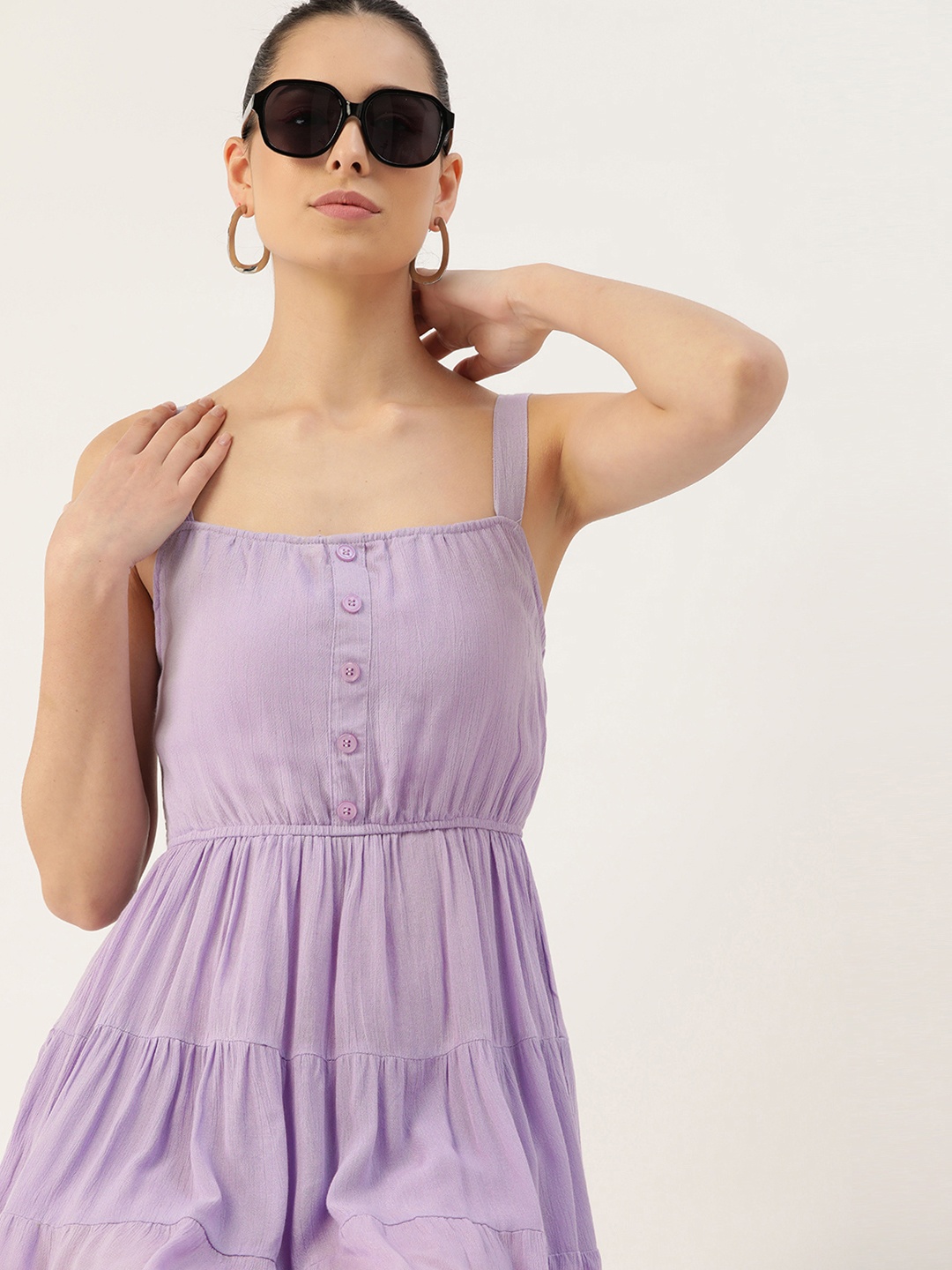 

Kook N Keech Solid A-Line Cotton Mini Dress, Lavender