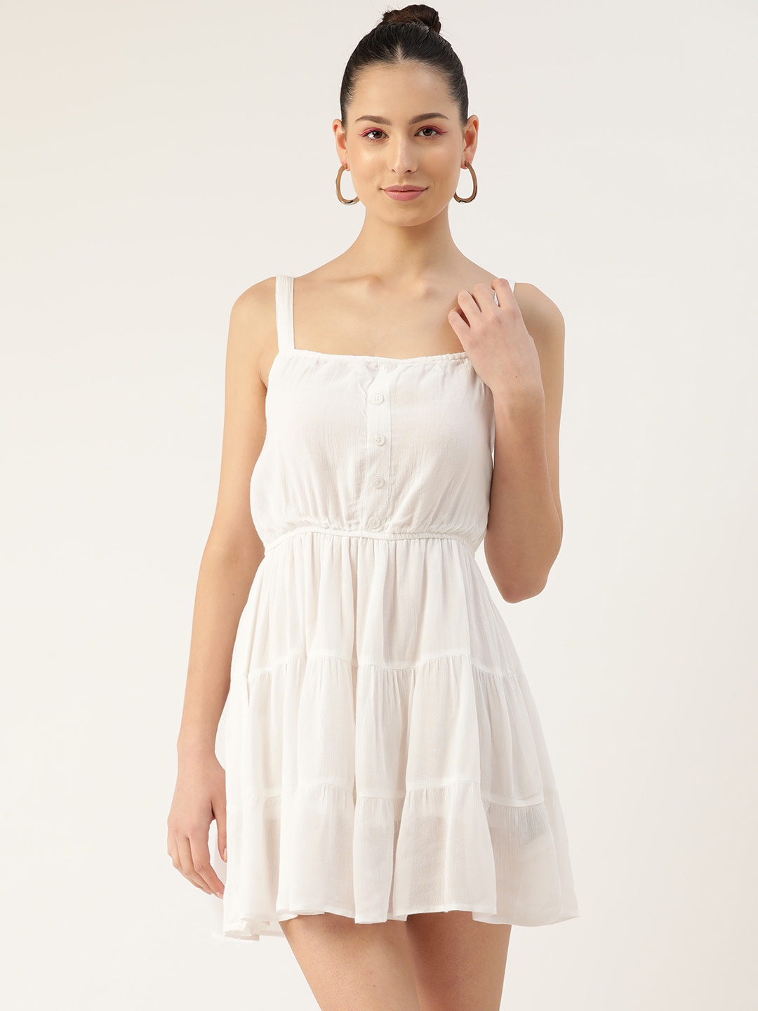 

Kook N Keech Solid A-Line Cotton Mini Dress, White
