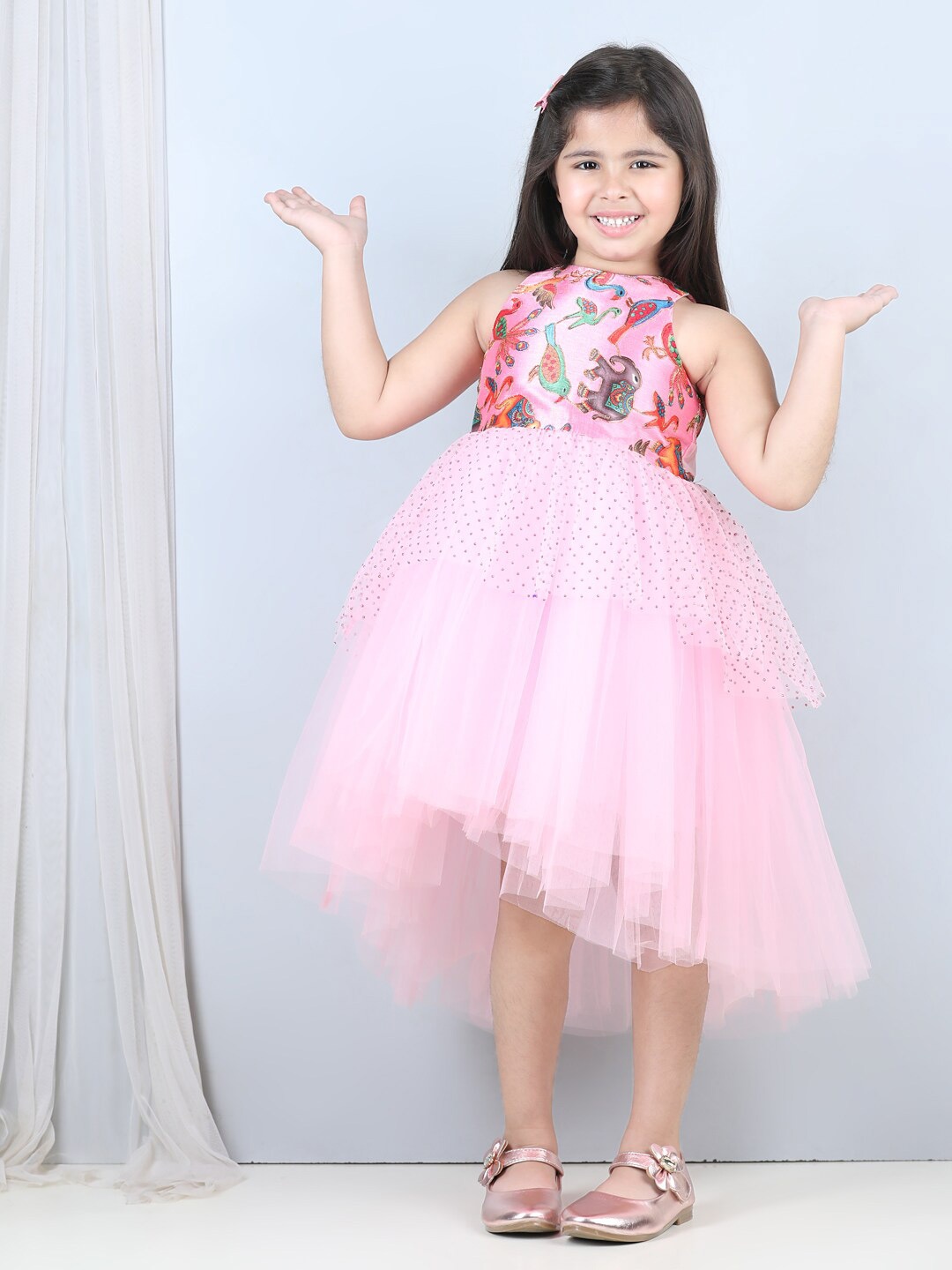

Toy Balloon kids Pink Net Fit & Flare Dress
