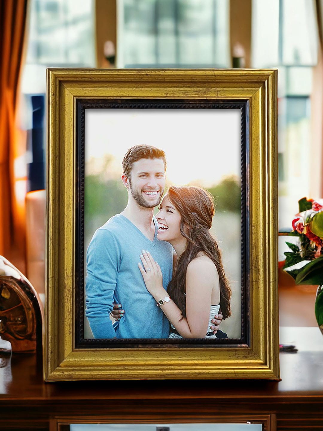 

Art Street Gold Toned & Black Table Top Photo Frame