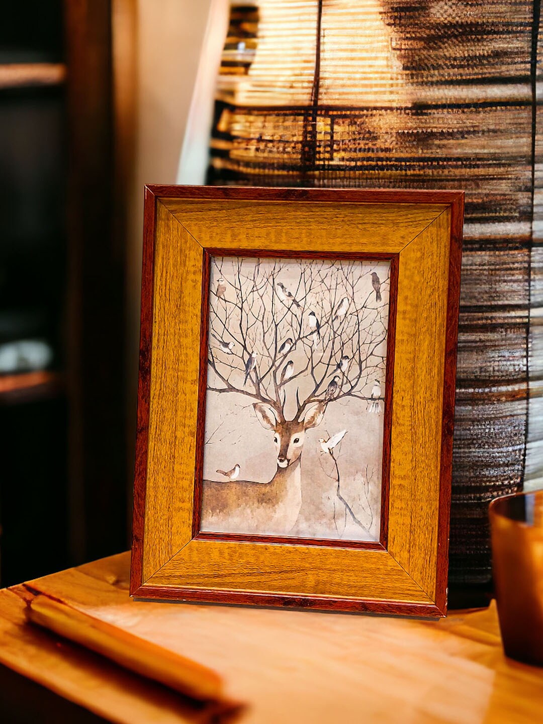 

Art Street Gold-Colored Textured Wooden Table Photo Frames