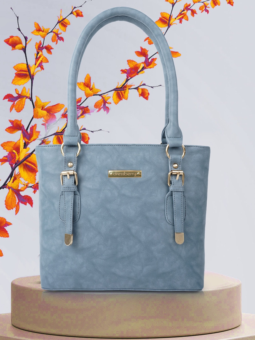 

DressBerry Bucket Shoulder Bag with Buckle Detail, Grey