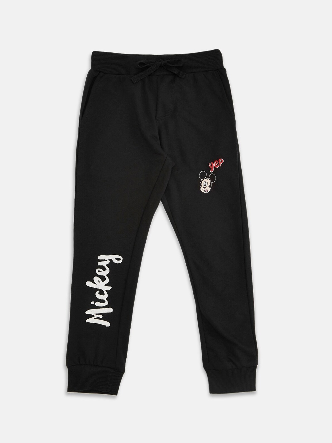 

Pantaloons Junior Boys Typography Printed Cotton Joggers, Black
