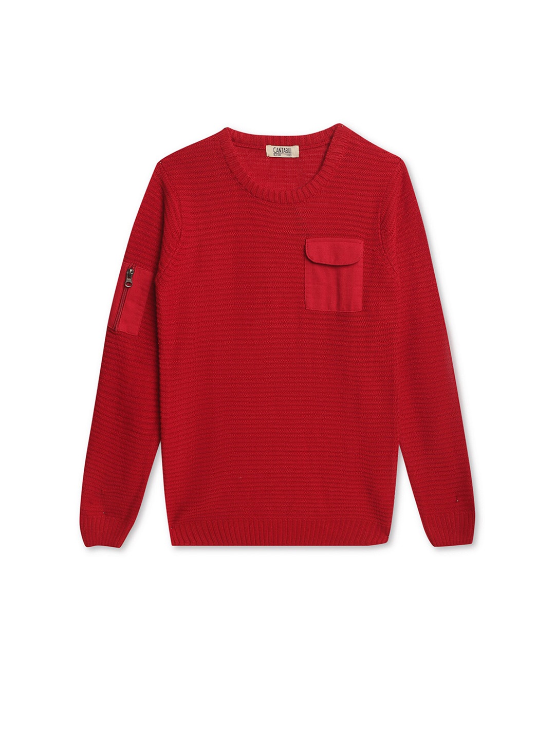 

Cantabil Boys Striped Round Neck Acrylic Pullover, Red