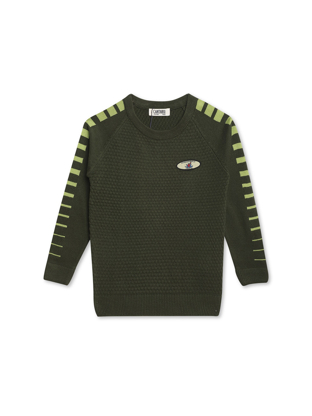 

Cantabil Boys Striped Round Neck Acrylic Pullover, Olive