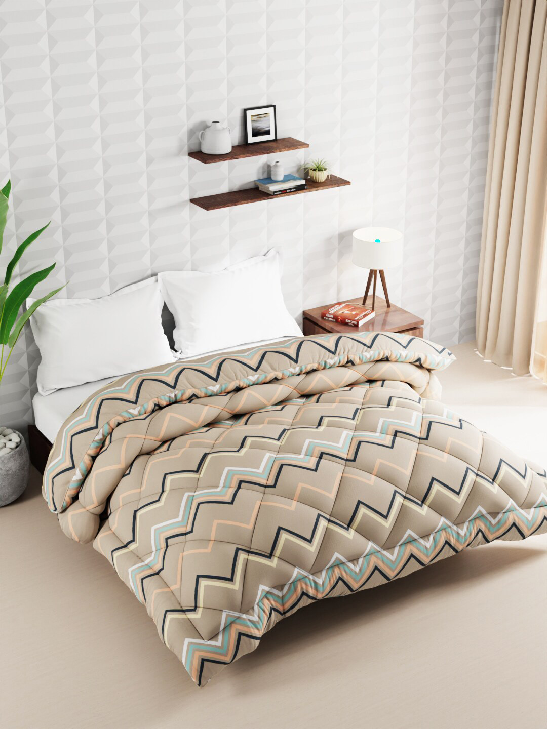 

BIANCA Brown Geometric Microfiber AC Room 120 GSM Double Bed Comforter