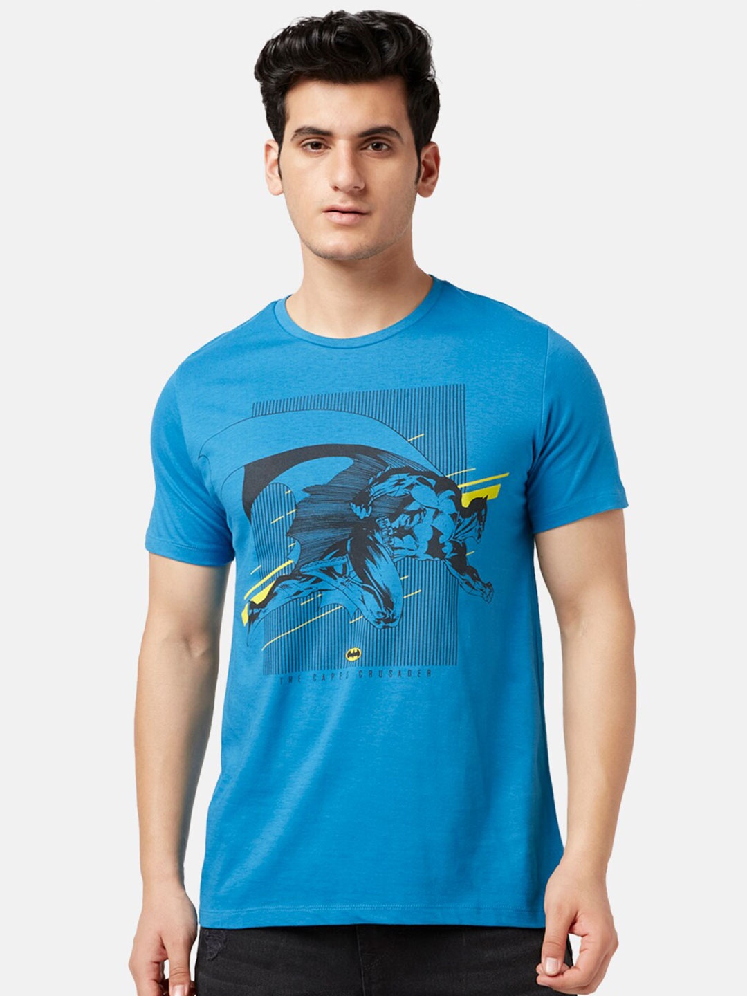 

SF JEANS by Pantaloons Graphic Printed Slim Fit Cotton T-shirt, Blue