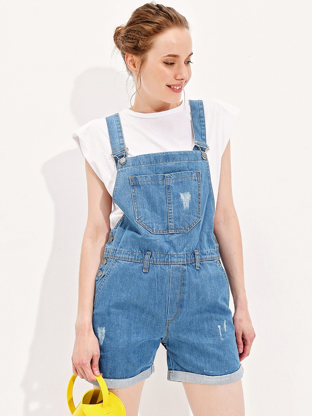 

Trend Alacati stili Pure Cotton Denim Dungaree, Blue