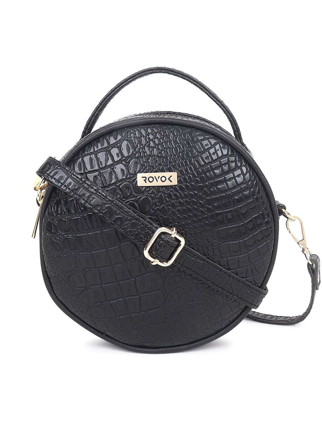 

ROVOK Textured Structured Sling Bag with Quilted, Black