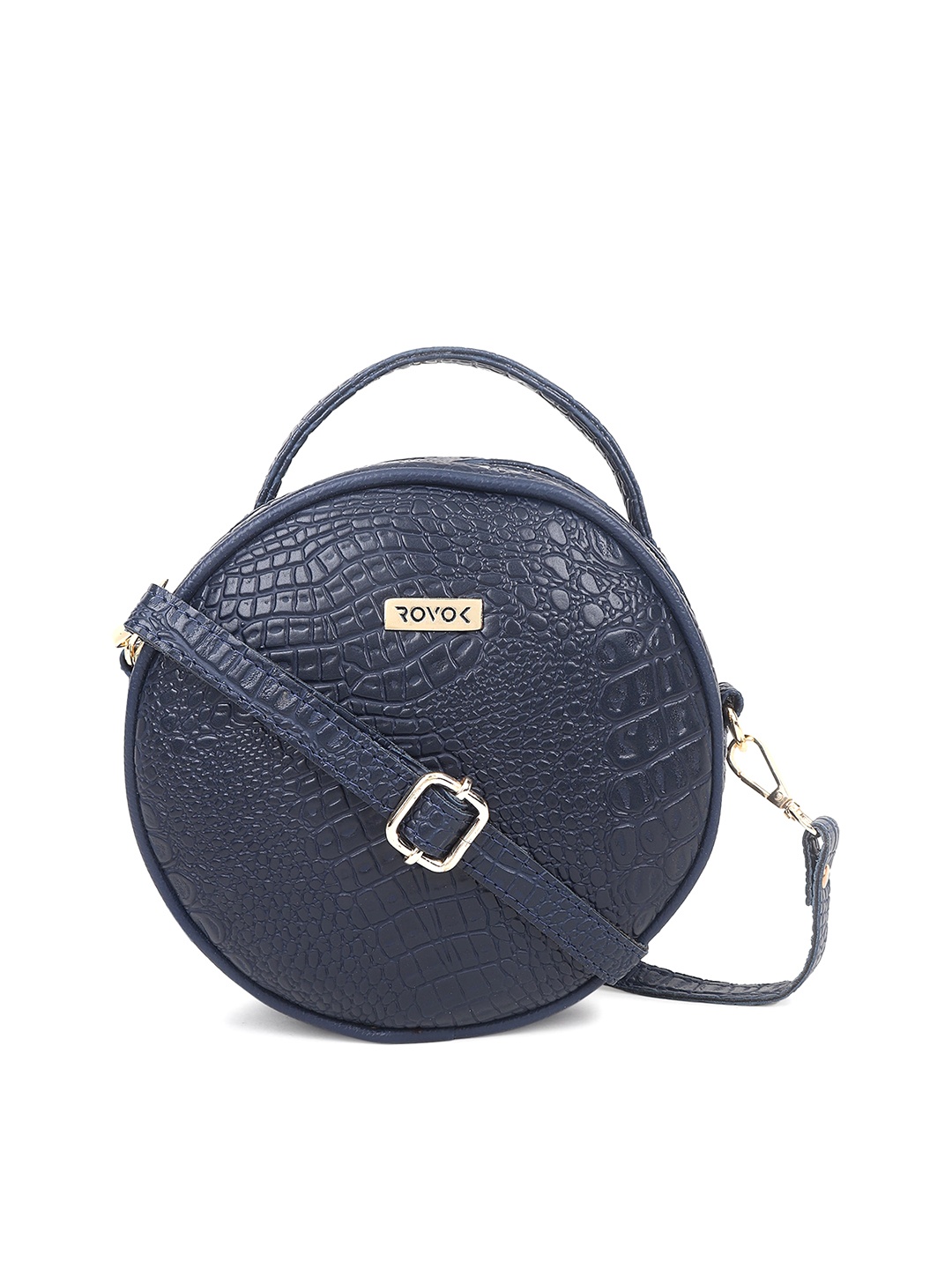

ROVOK Textured Half Moon Sling Bag with Applique, Blue