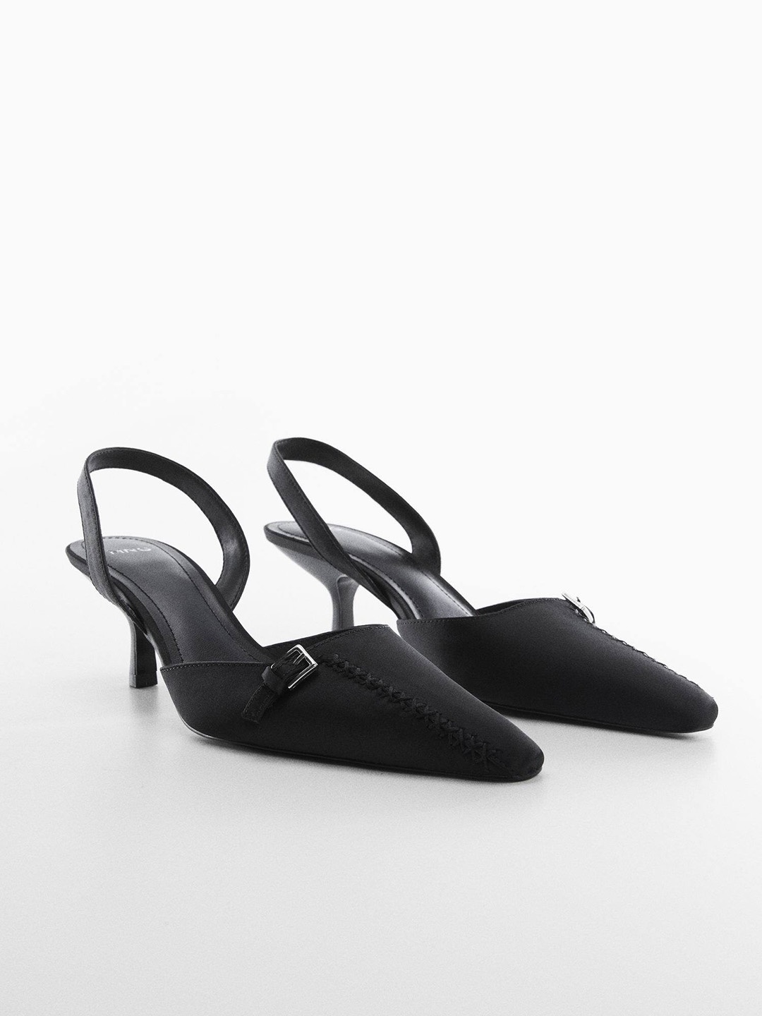 

MANGO Slim Heel Pumps with Buckle Detail, Black
