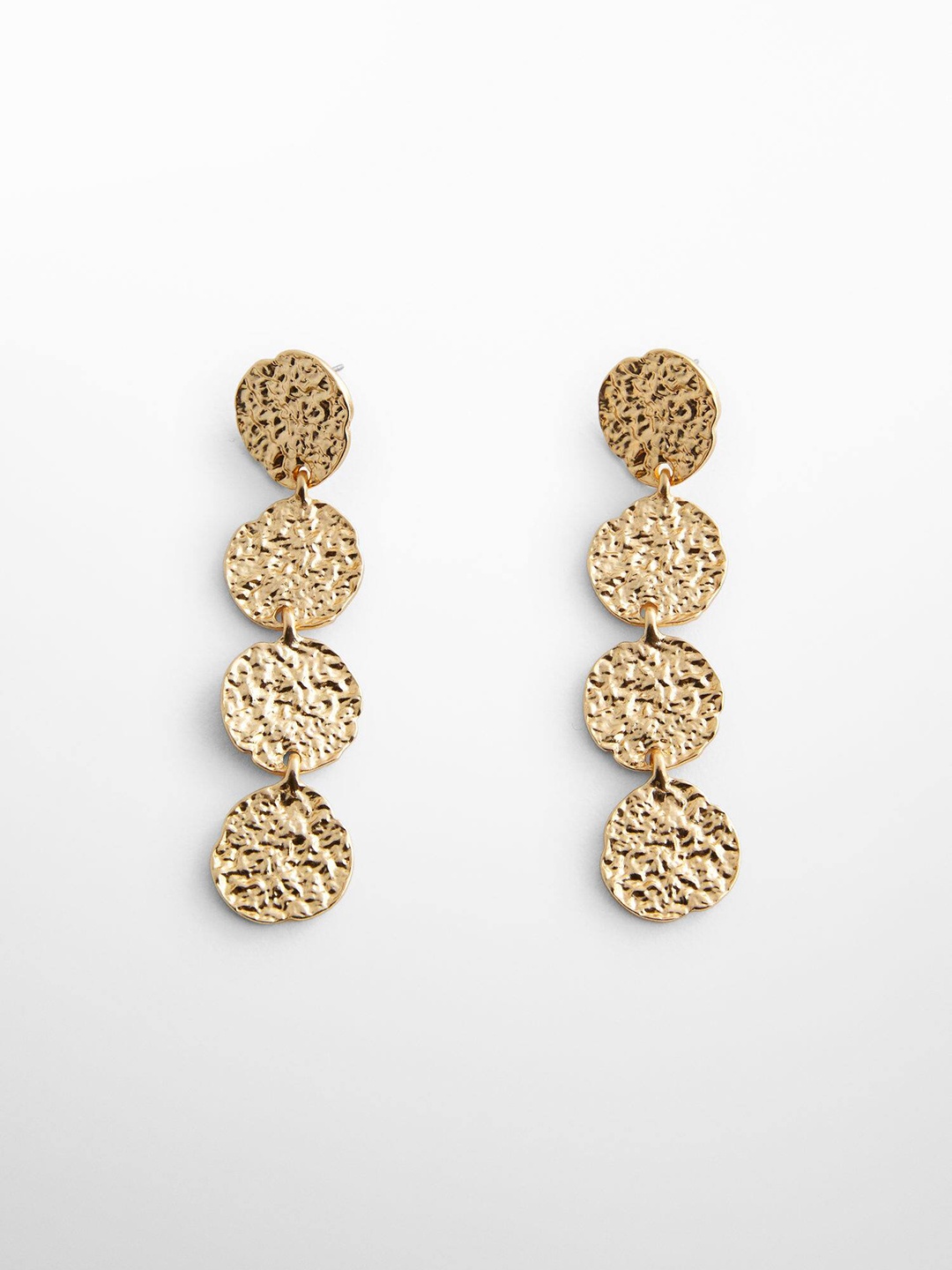 

MANGO Hammered Circular Drop Earrings, Gold