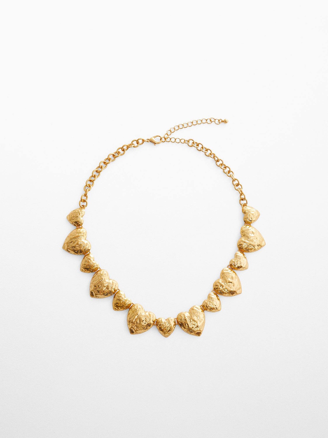 

MANGO Heart-Shaped Hammered Necklace, Gold