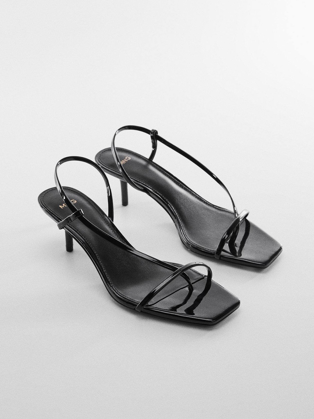 

MANGO Strappy Slim Heels, Black