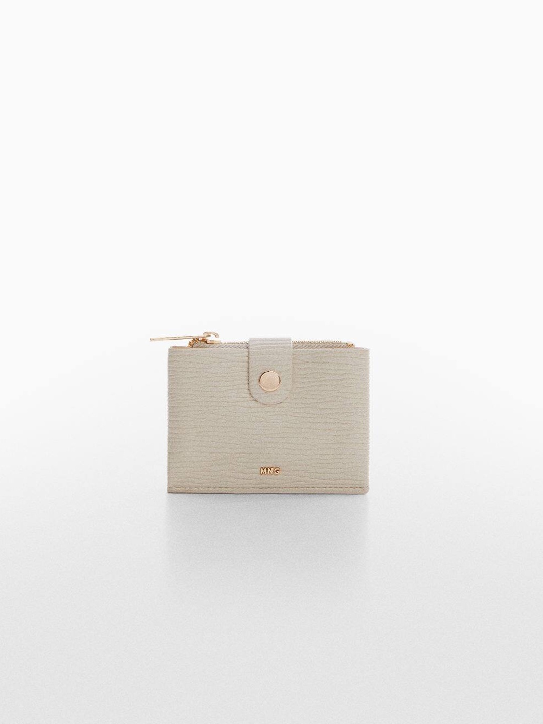 

MANGO Women Textured Card Holder, Beige
