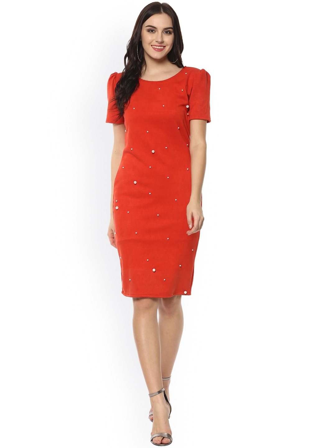 

Zima Leto Women Red Solid A-Line Dress