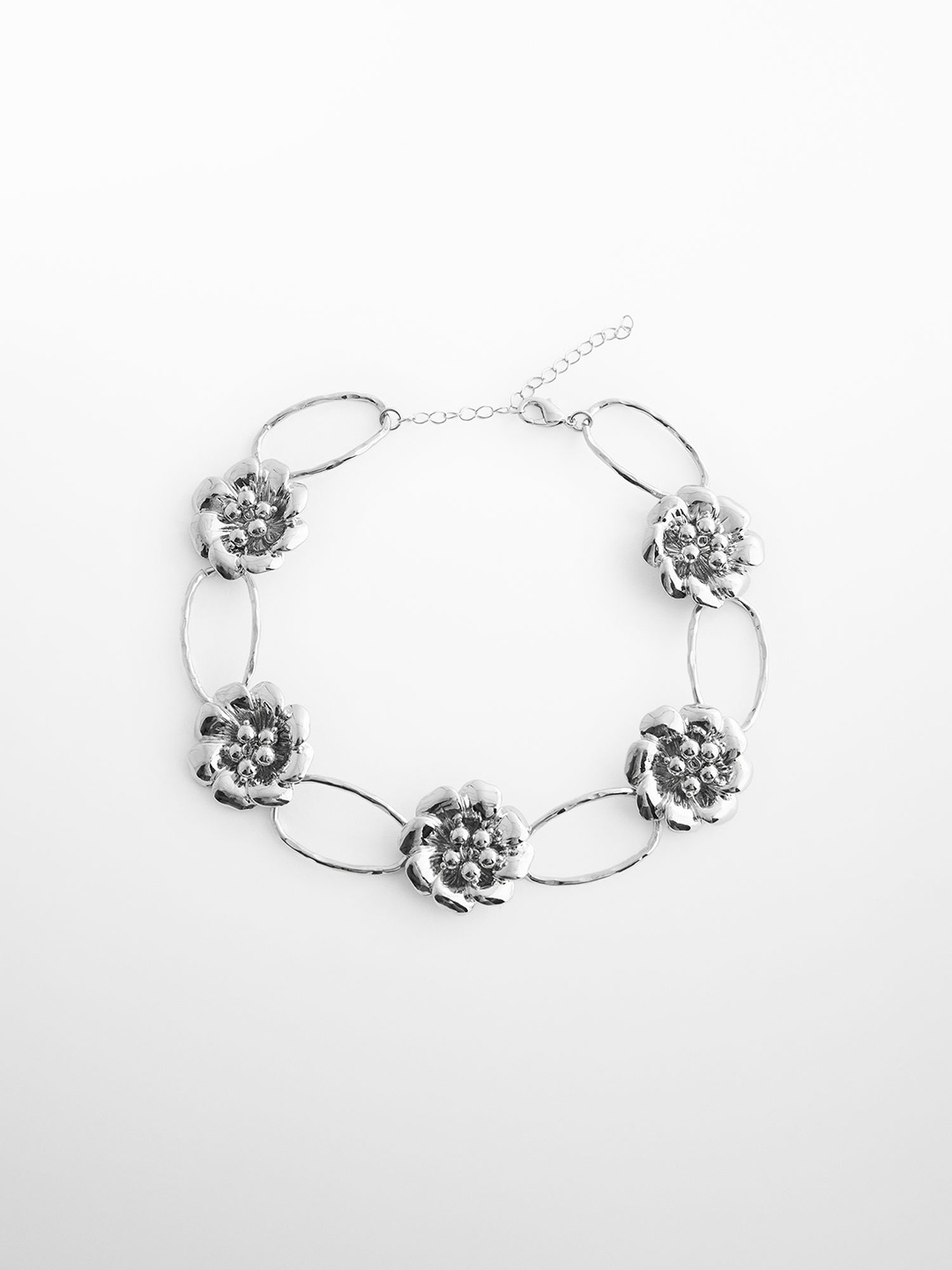 

MANGO Floral Statement Necklace, Silver