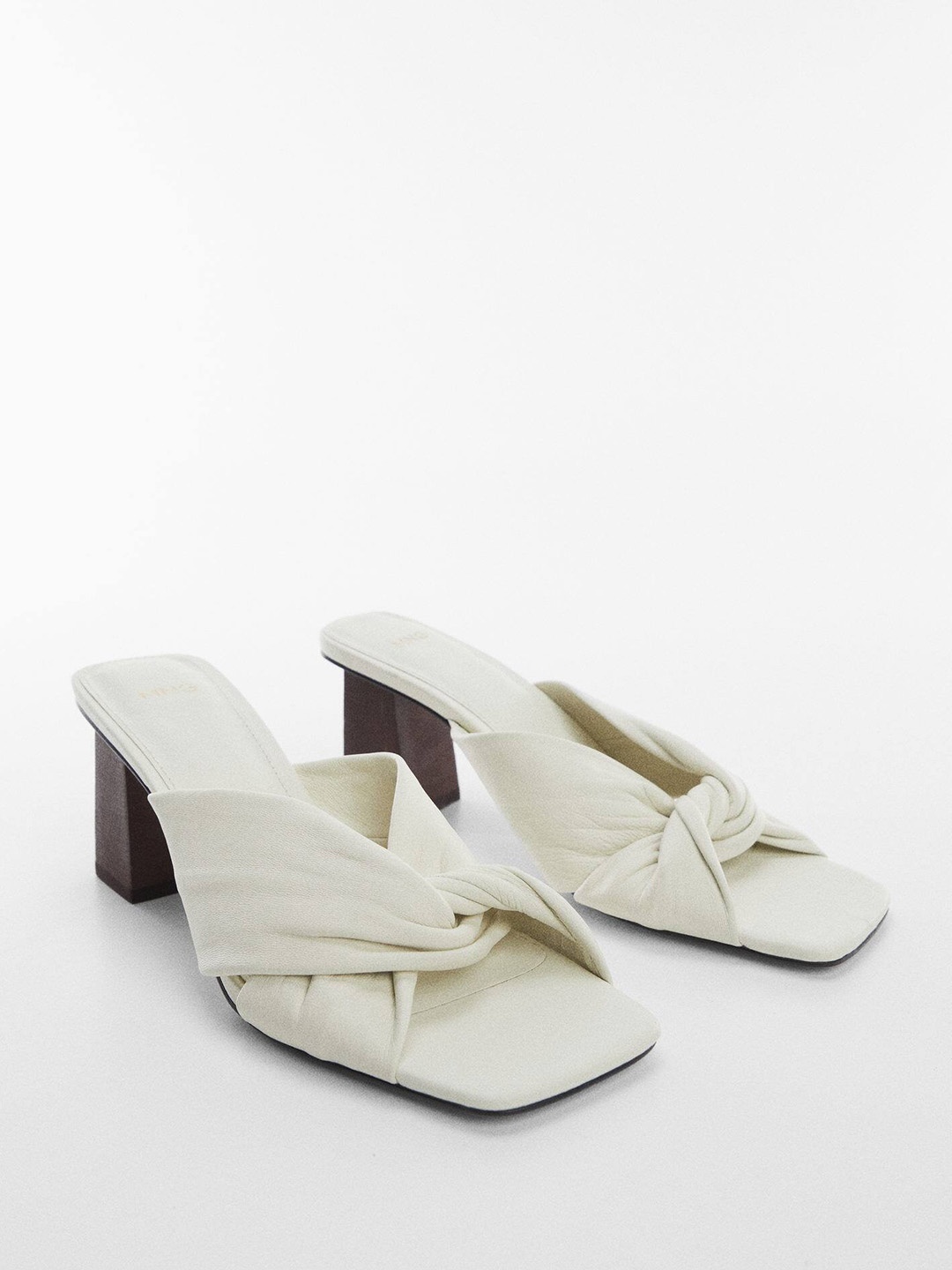 

MANGO Entwined Detail Block Heels, Off white