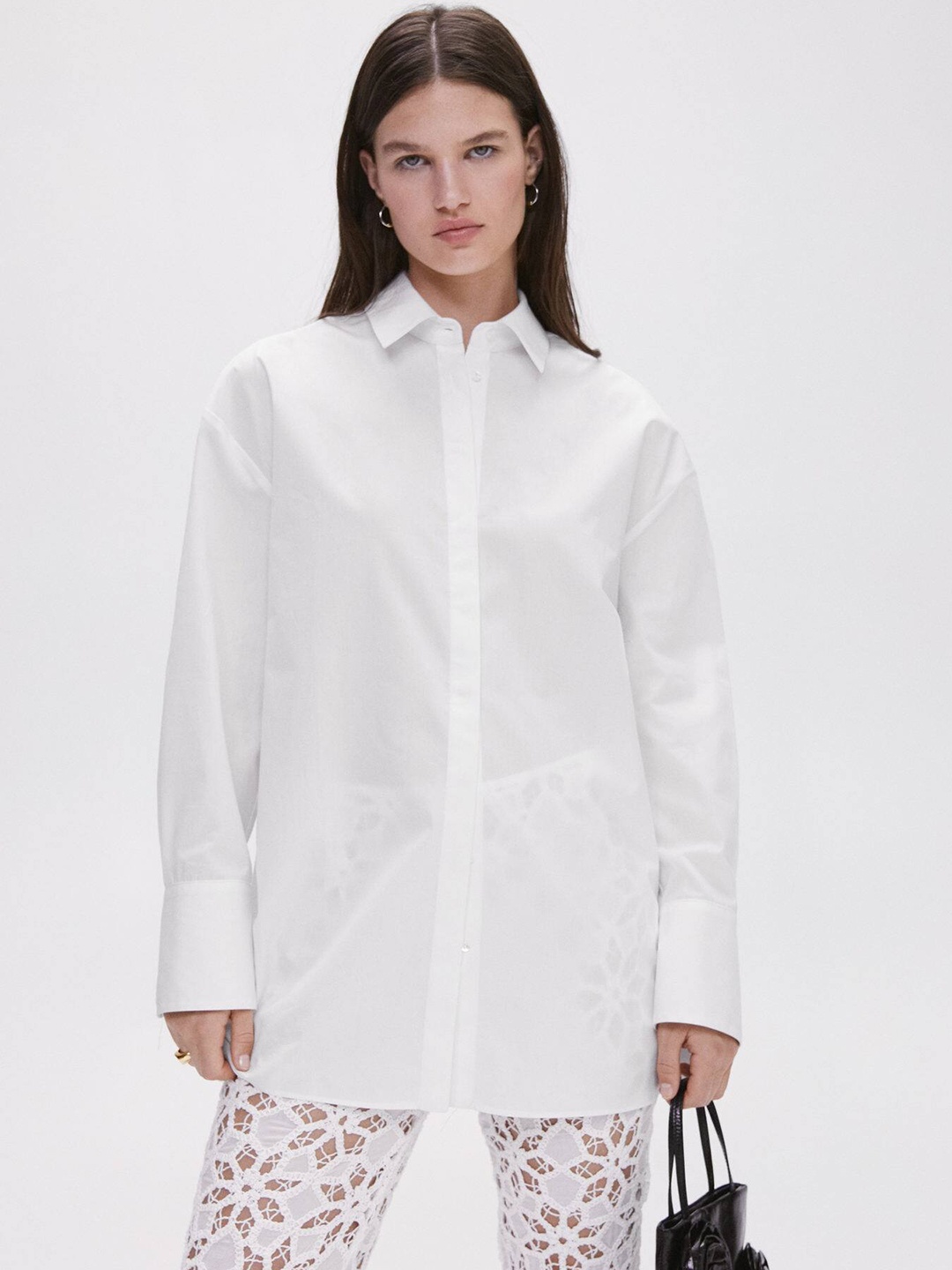 

MANGO Pure Cotton Oversize Shirt, White