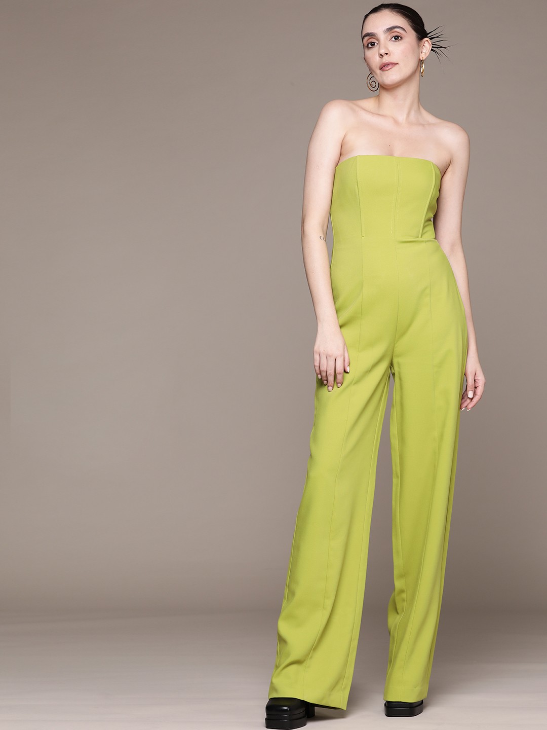 

MANGO Strapless Basic Jumpsuit, Green