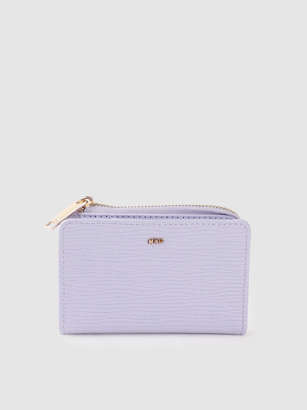 

MANGO Women Textured Two Fold Wallet, Lavender