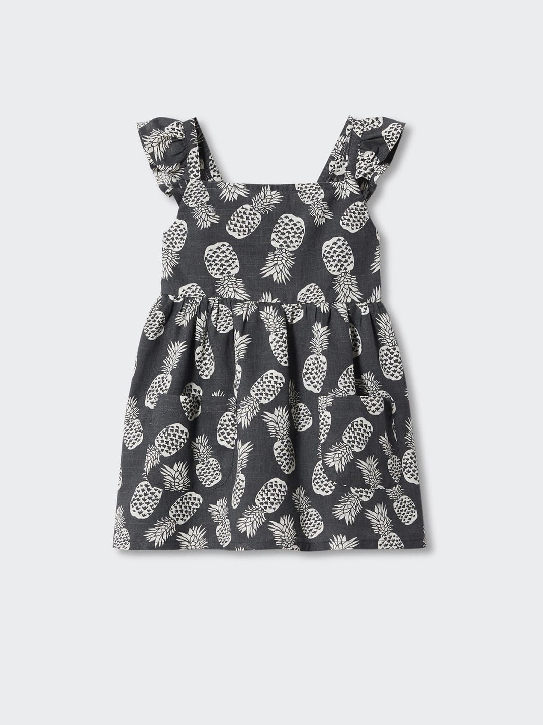 

Mango Kids Girls Pure Cotton Conversational Printed A-Line Mini Dress, Black