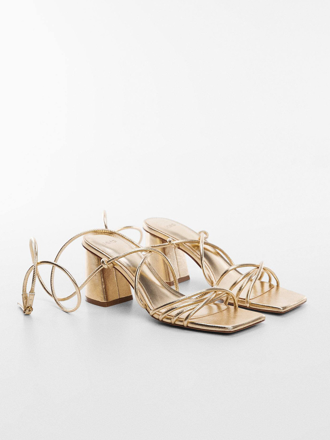

MANGO Women Mid-Top Block heels, Gold