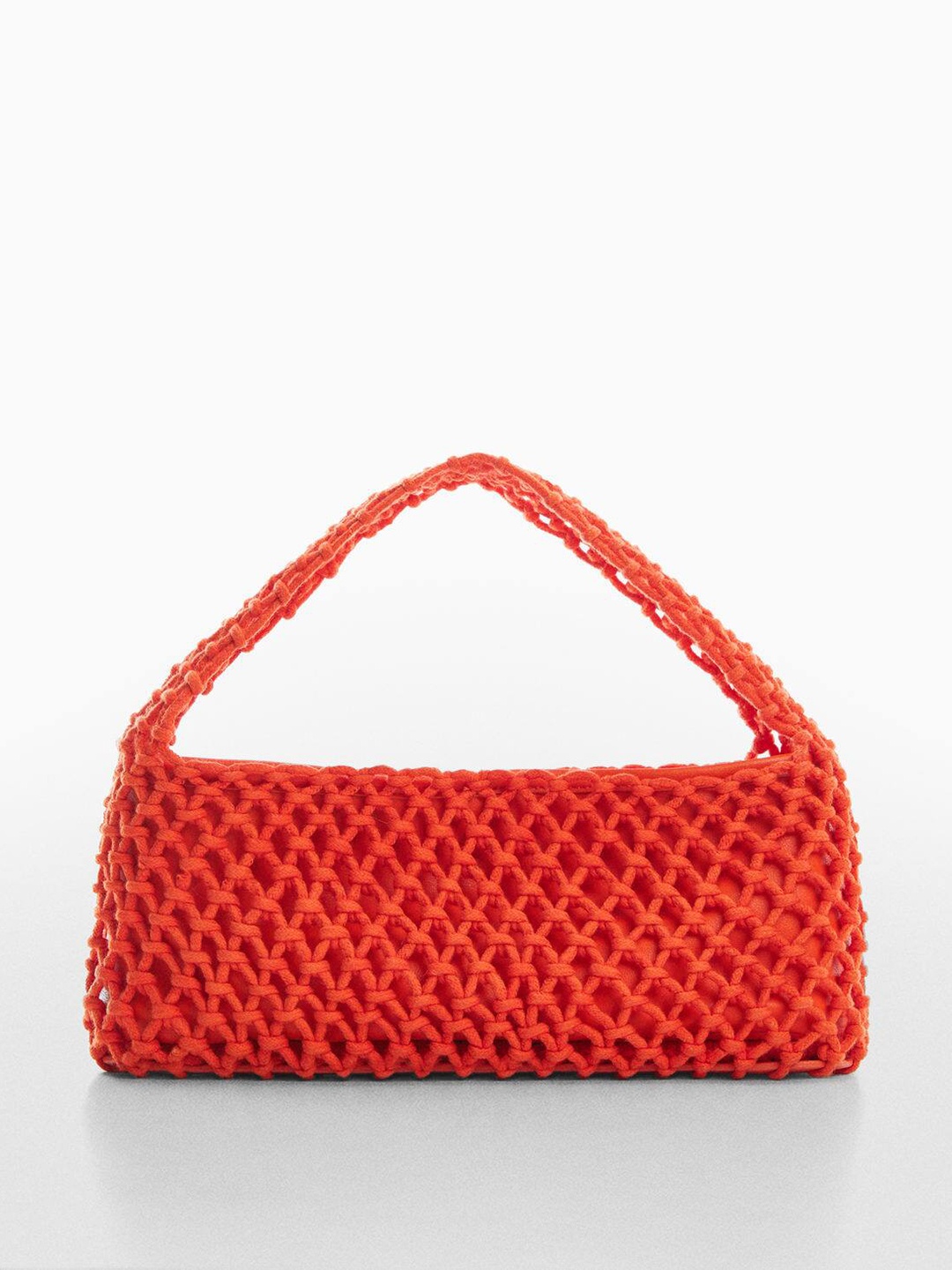 

MANGO Women Crochet Baguette Shoulder Bag, Orange