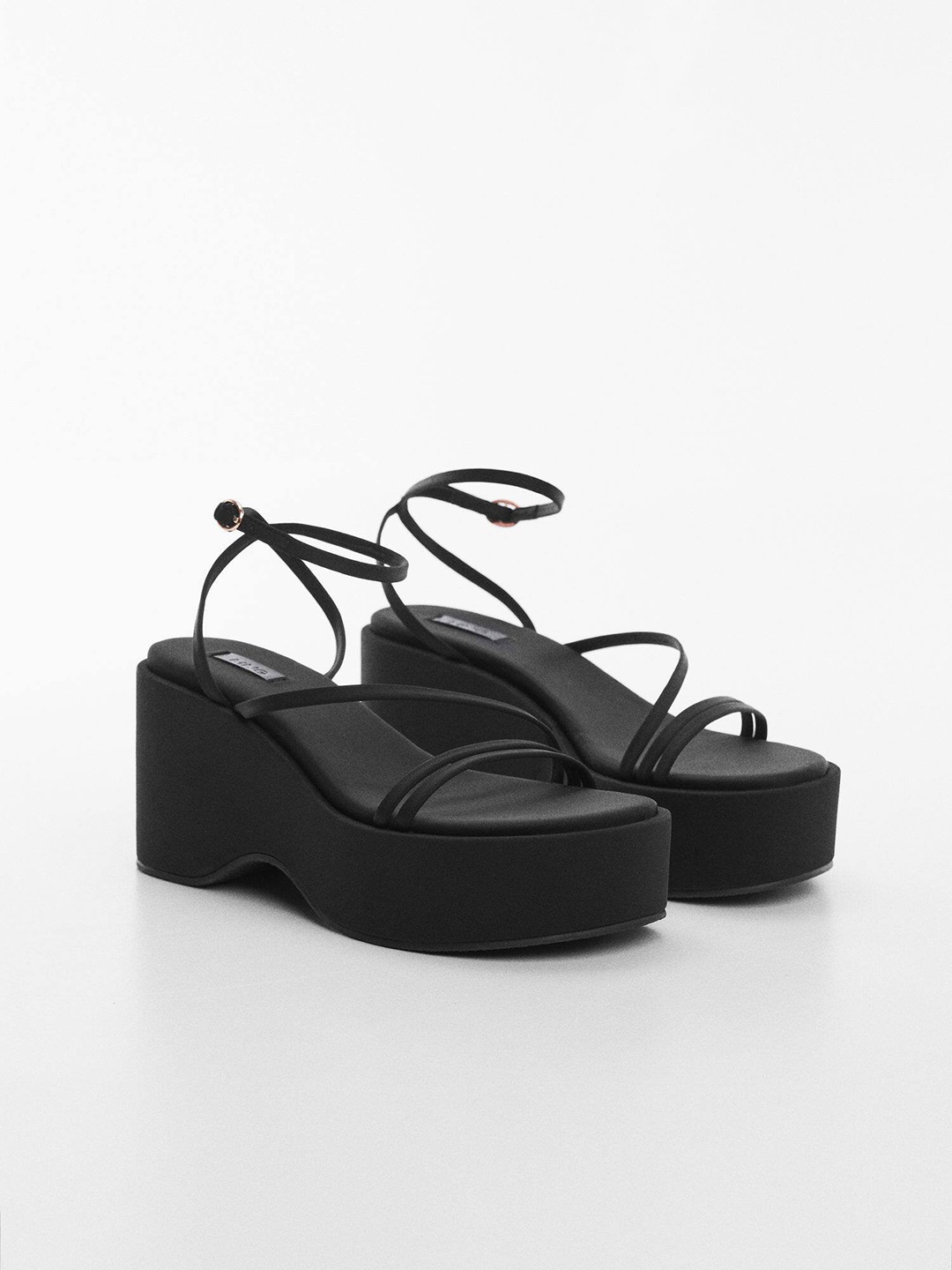 

MANGO Strappy Wedges, Black