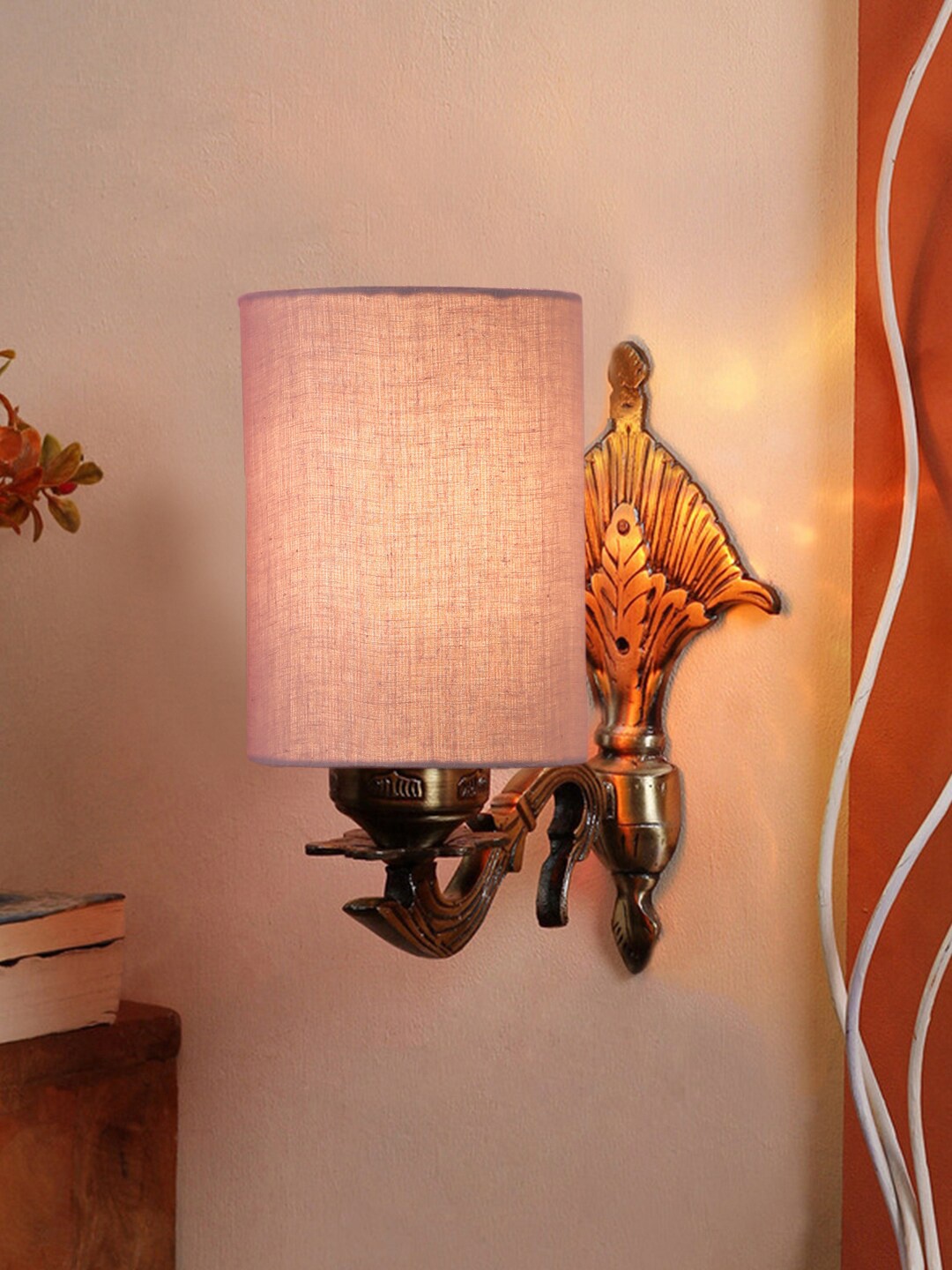 

Devansh Grey Textured Antique Wall Lamp With Cotton Conical Shade