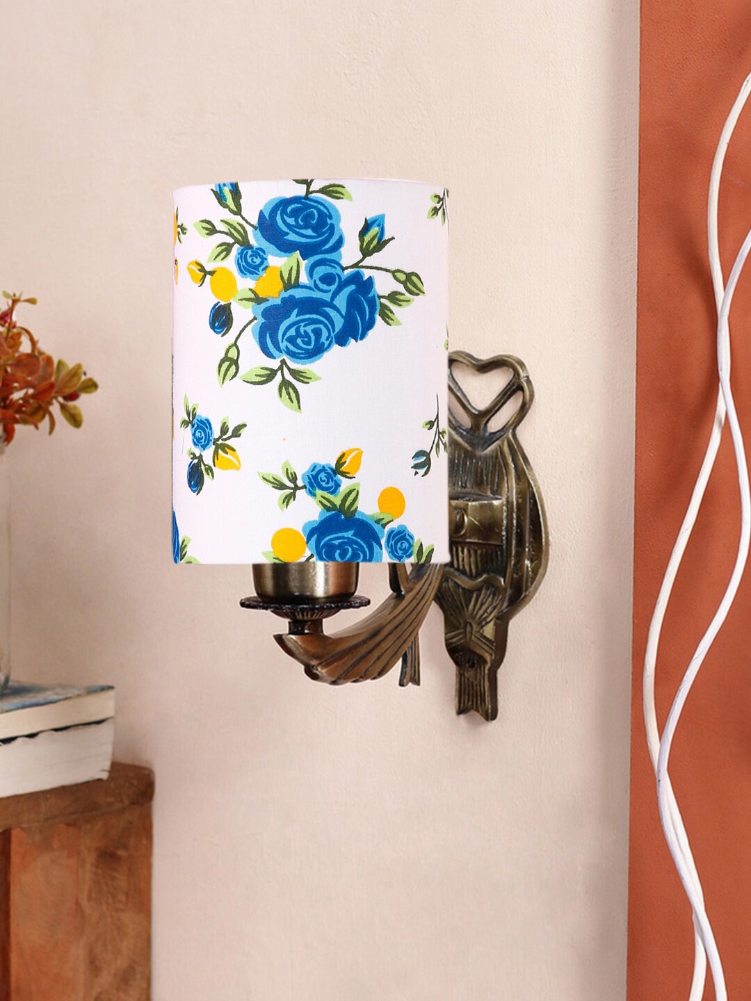 

Devansh White & Blue Antique Wall Lamp With Cotton Conical Shade