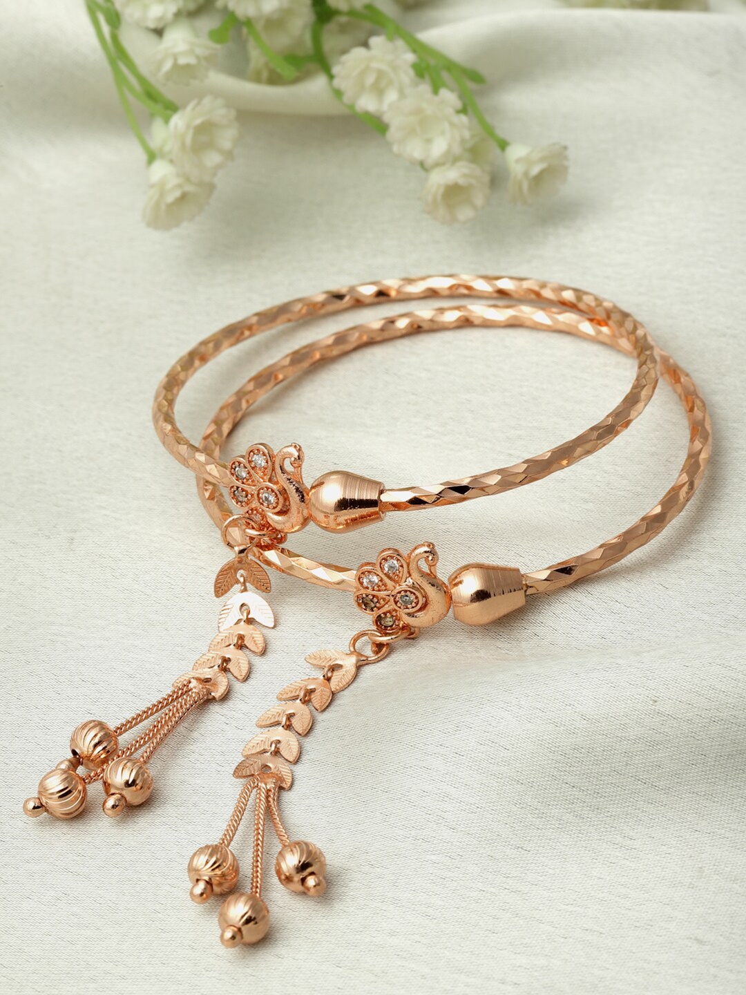

ZENEME Set Of 2 Rose Gold-Plated Bangle-Style Bracelet