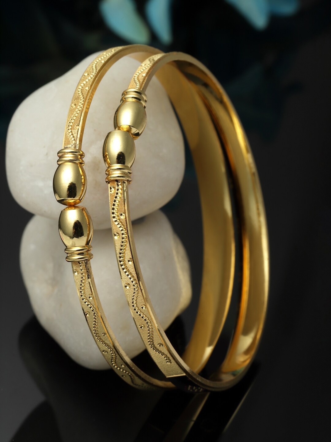 

ZENEME Women Set Of 2 Gold-Plated Bangle-Style Bracelet