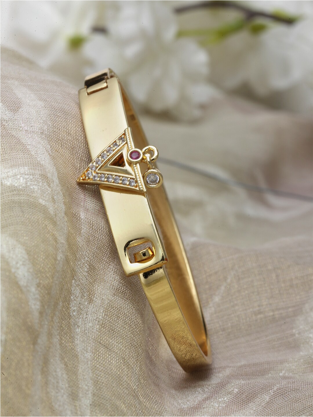 

ZENEME Gold-Plated American Diamond Kada Bracelet