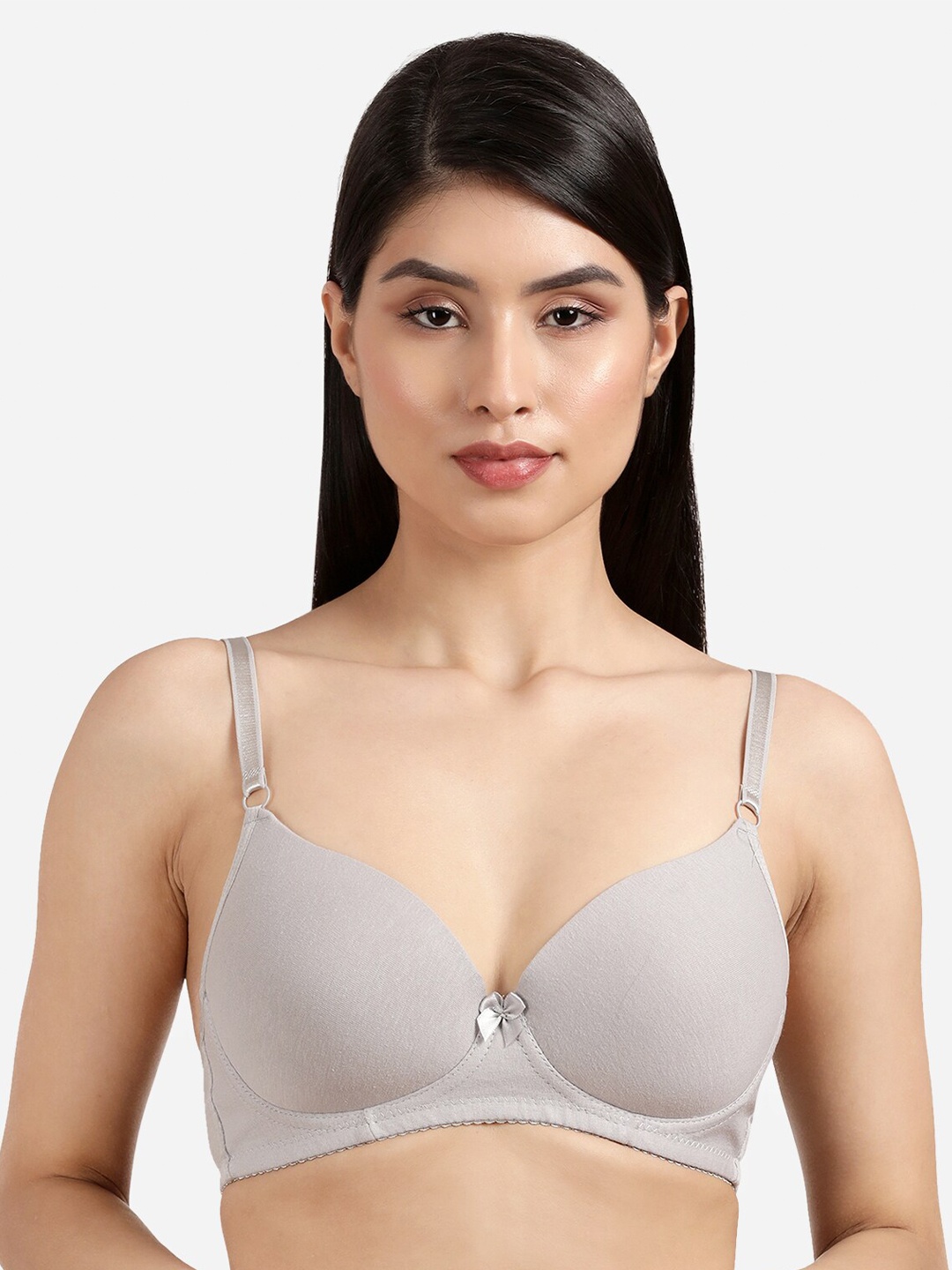 

Susie Medium Coverage Lightly Padded All Day Comfort Seamless Cotton T-shirt Bra, Grey