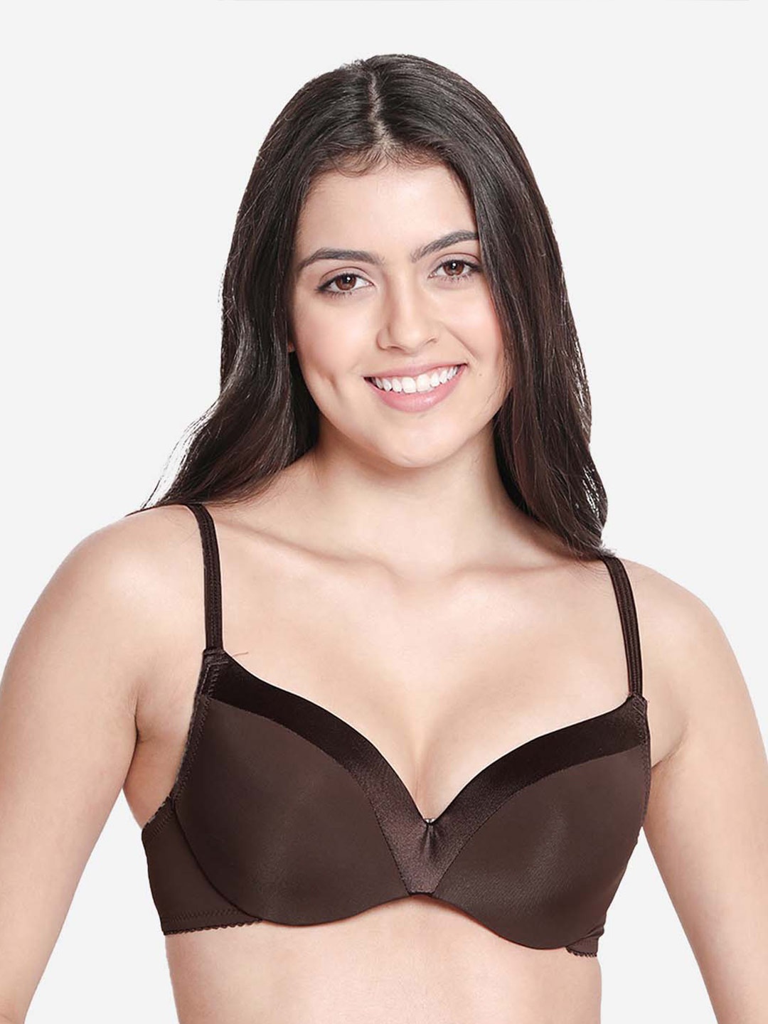 

Susie Medium Coverage Underwired Lightly Padded All Day Comfort Seamless Push Up Bra, Brown